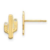 14K Cactus CZ Stud Earrings-YE1891