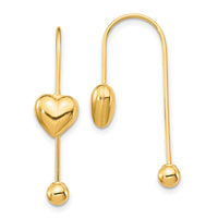 14K Puffed Heart w/Screw End Threader Earrings-YE1894