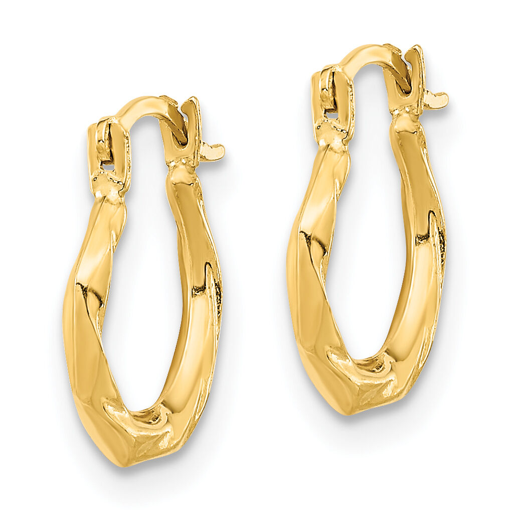 14K Polished Twist Hoop Earrings-YE1899