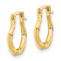 14K Polished Twist Hoop Earrings-YE1899