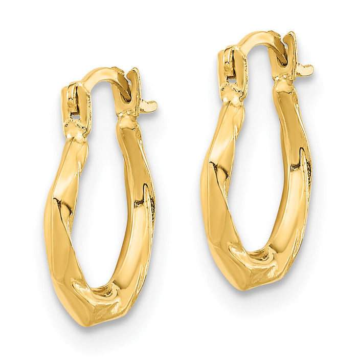 14K Polished Twist Hoop Earrings-YE1899