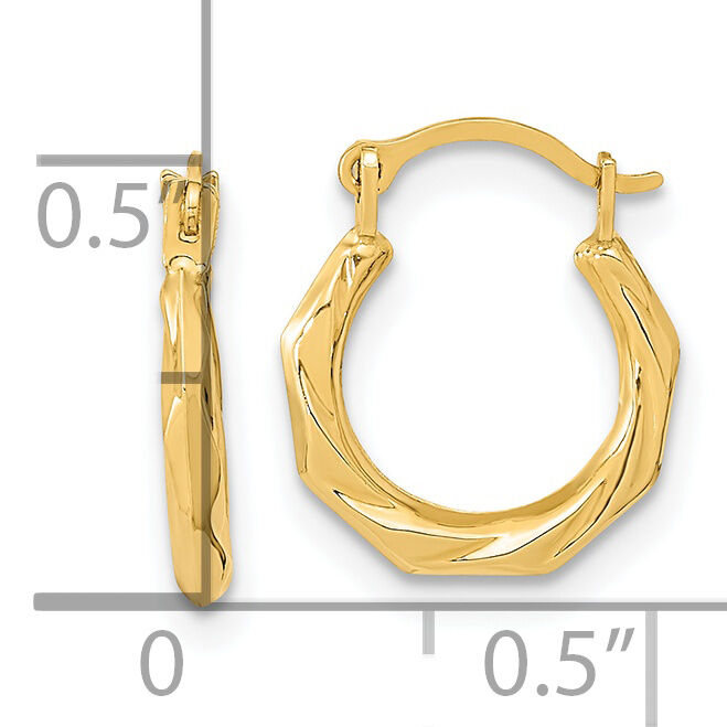 14K Polished Twist Hoop Earrings-YE1899
