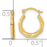 14K Polished Twist Hoop Earrings-YE1899