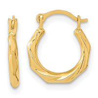14K Polished Twist Hoop Earrings-YE1899