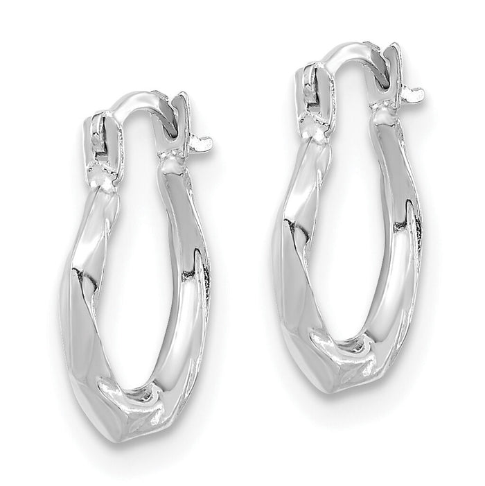 14K White Gold Polished Twist Hoop Earrings-YE1899W
