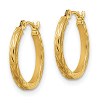 14k Polished and Satin Diamond-cut Hoop Earrings-YE1902