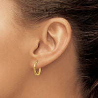14k Polished and Satin Diamond-cut Hoop Earrings-YE1902