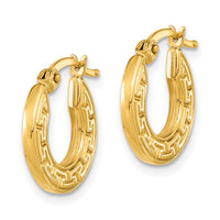 14K Polished Hollow Greek Key Hoop Earrings-YE1903