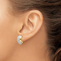14k w/ White Rhodium Diamond-cut Hinged Earrings-YE1906