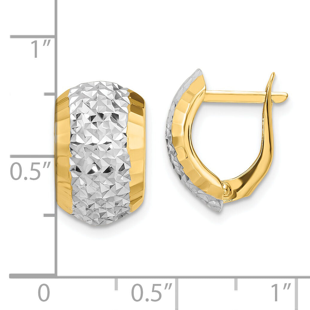 14k w/ White Rhodium Diamond-cut Hinged Earrings-YE1906