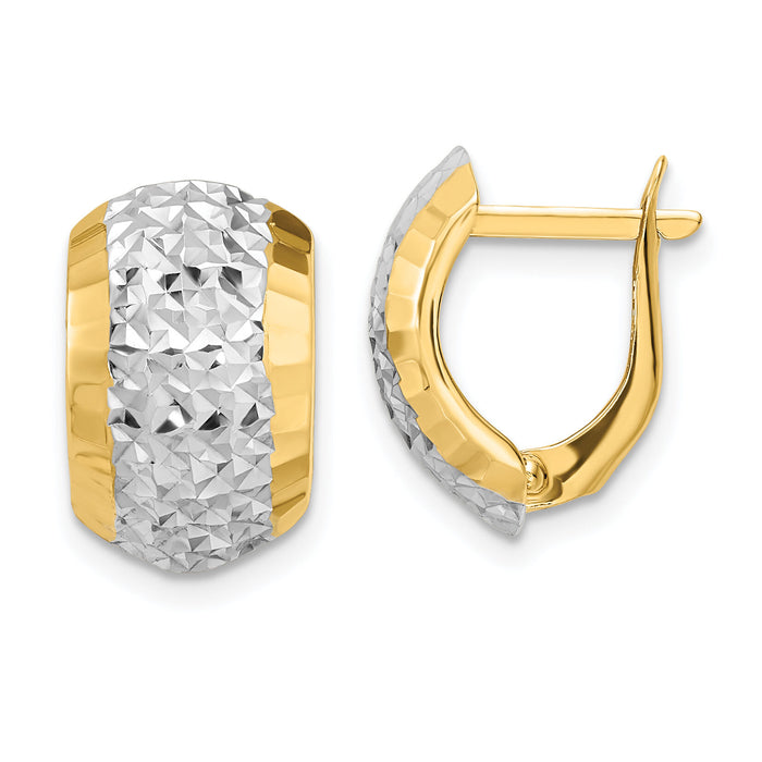 14k w/ White Rhodium Diamond-cut Hinged Earrings-YE1906