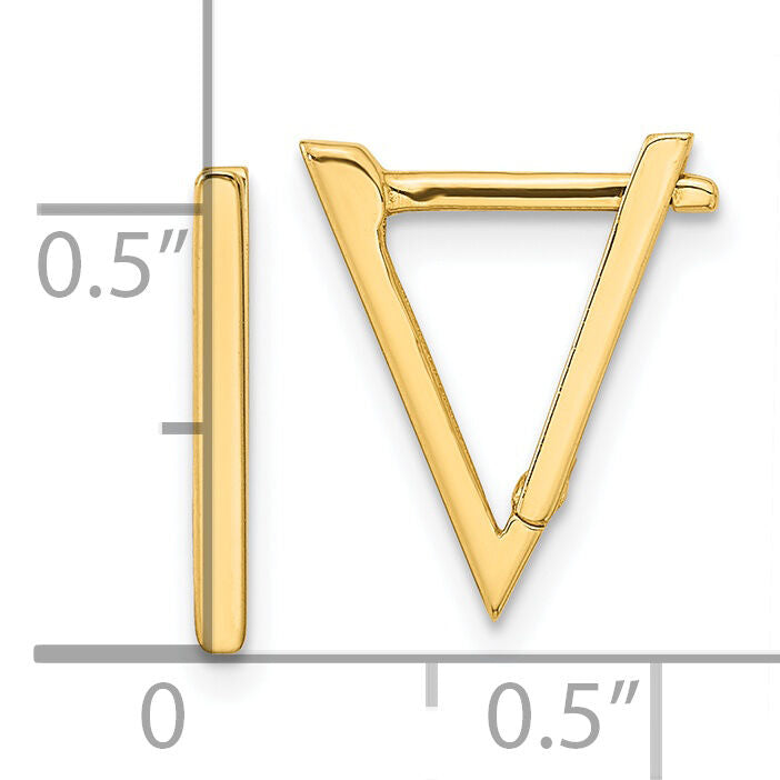 14K Polished Triangle Hoop Earrings-YE1918
