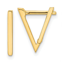 14K Polished Triangle Hoop Earrings-YE1918