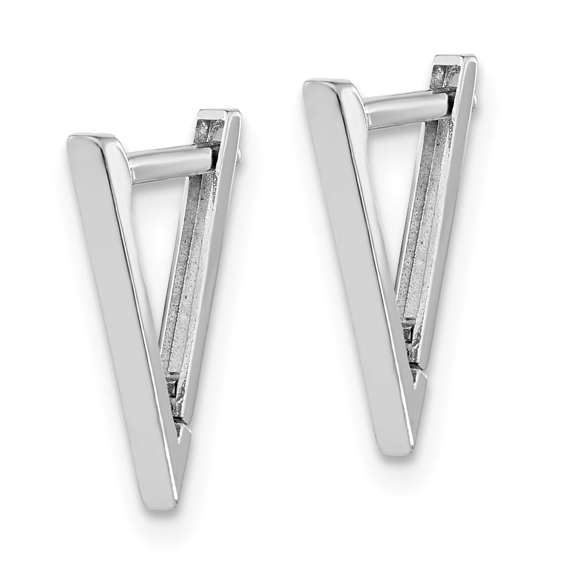 14K White Gold Polished Triangle Hoop Earrings-YE1918W
