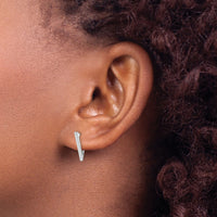 14K White Gold Polished Triangle Hoop Earrings-YE1918W