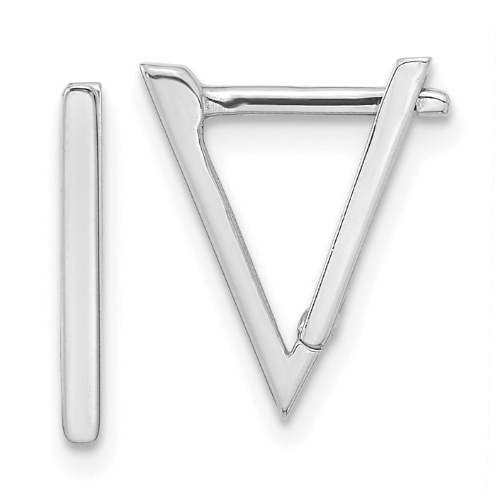 14K White Gold Polished Triangle Hoop Earrings-YE1918W