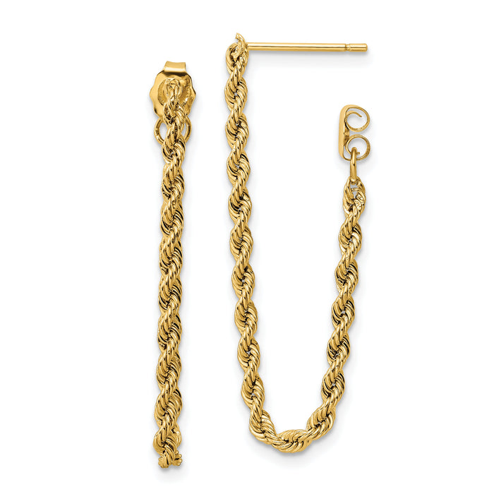 14k Polished Rope Dangle Earrings-YE1927