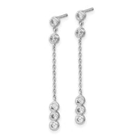 14K White Gold CZ  Chain Link Dangle Earrings-YE1929