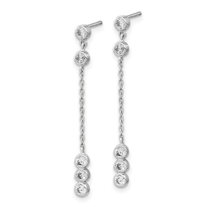 14K White Gold CZ  Chain Link Dangle Earrings-YE1929
