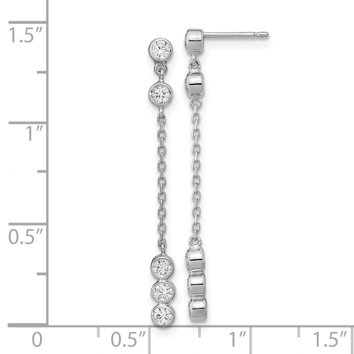 14K White Gold CZ  Chain Link Dangle Earrings-YE1929