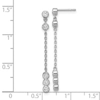 14K White Gold CZ  Chain Link Dangle Earrings-YE1929