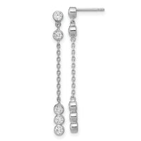 14K White Gold CZ  Chain Link Dangle Earrings-YE1929
