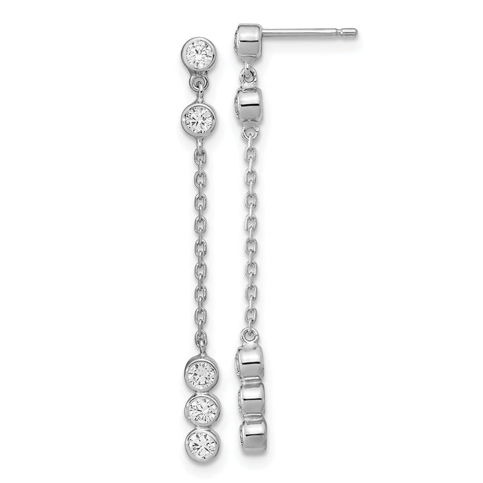 14K White Gold CZ  Chain Link Dangle Earrings-YE1929