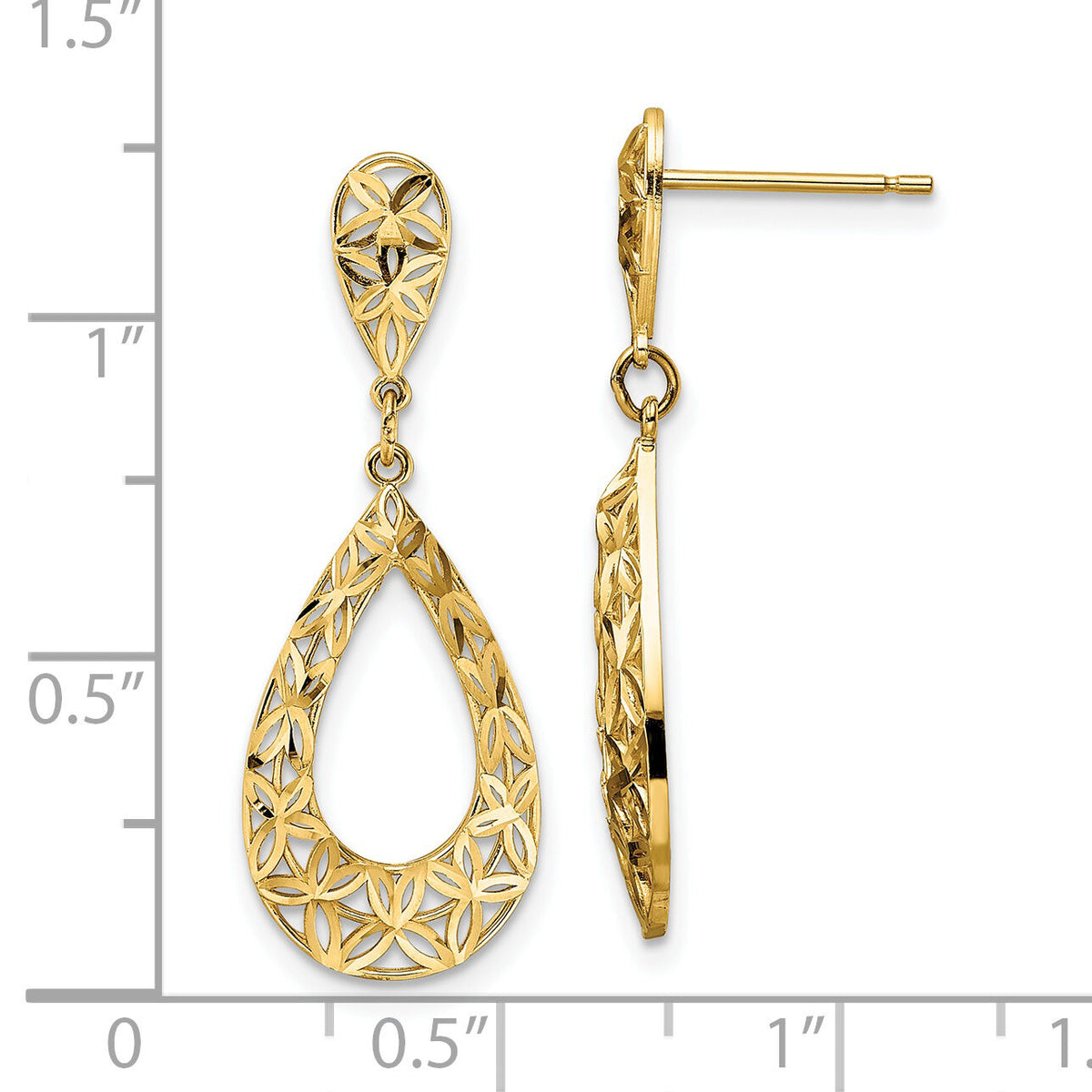 14k D/C Dangle Post Earrings-YE1934