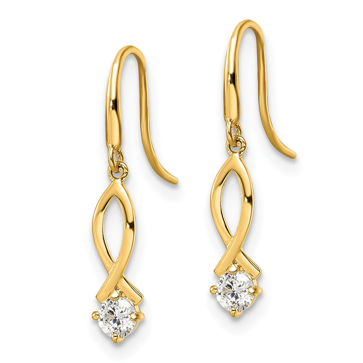 14k CZ Dangle Earrings-YE1935