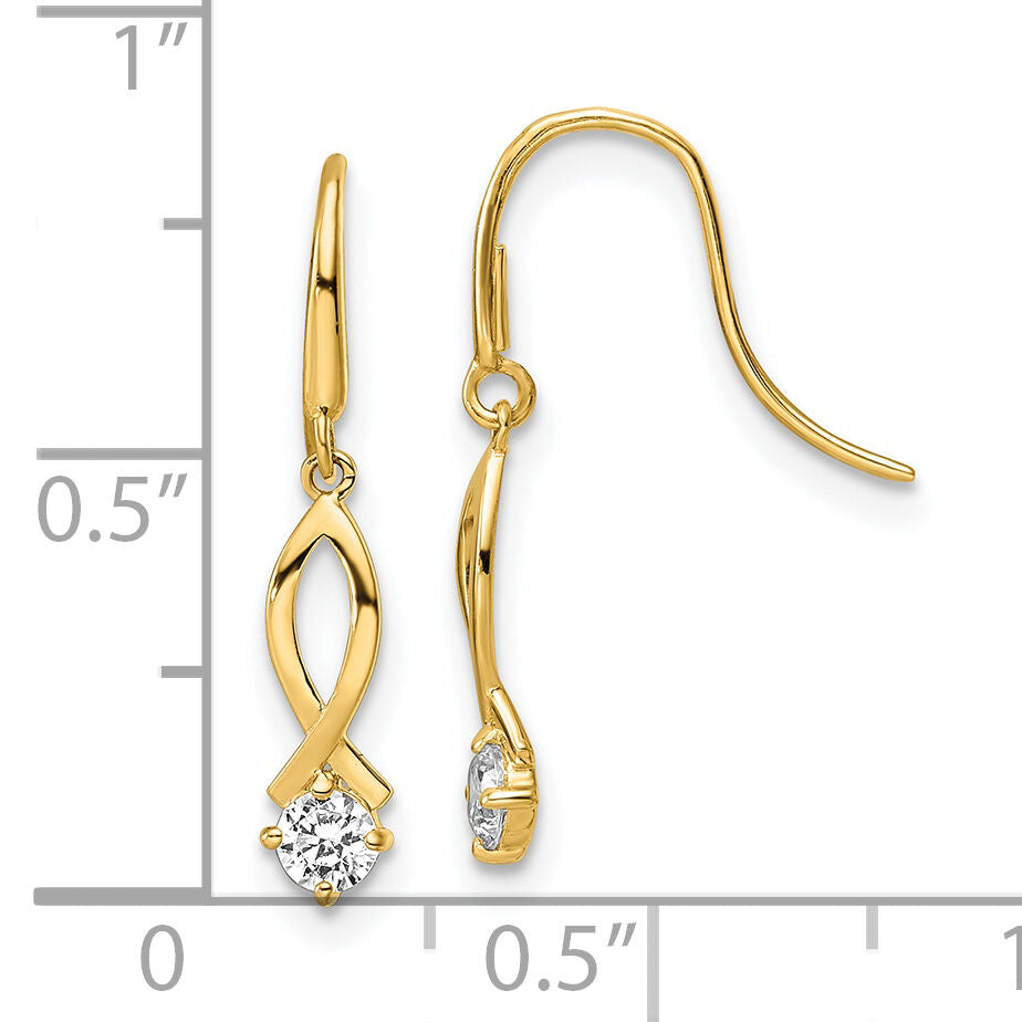 14k CZ Dangle Earrings-YE1935