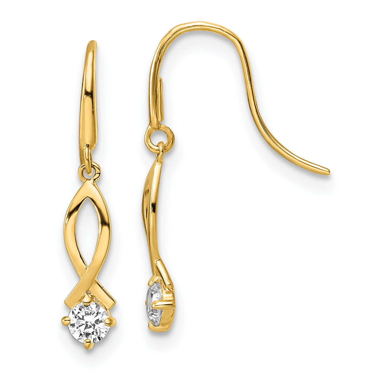 14k CZ Dangle Earrings-YE1935
