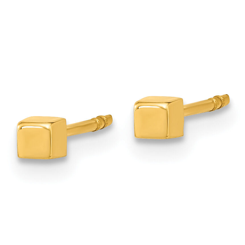 14K Polished Cube Post Earrings-YE1944