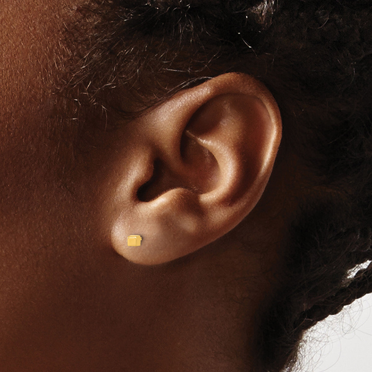 14K Polished Cube Post Earrings-YE1944