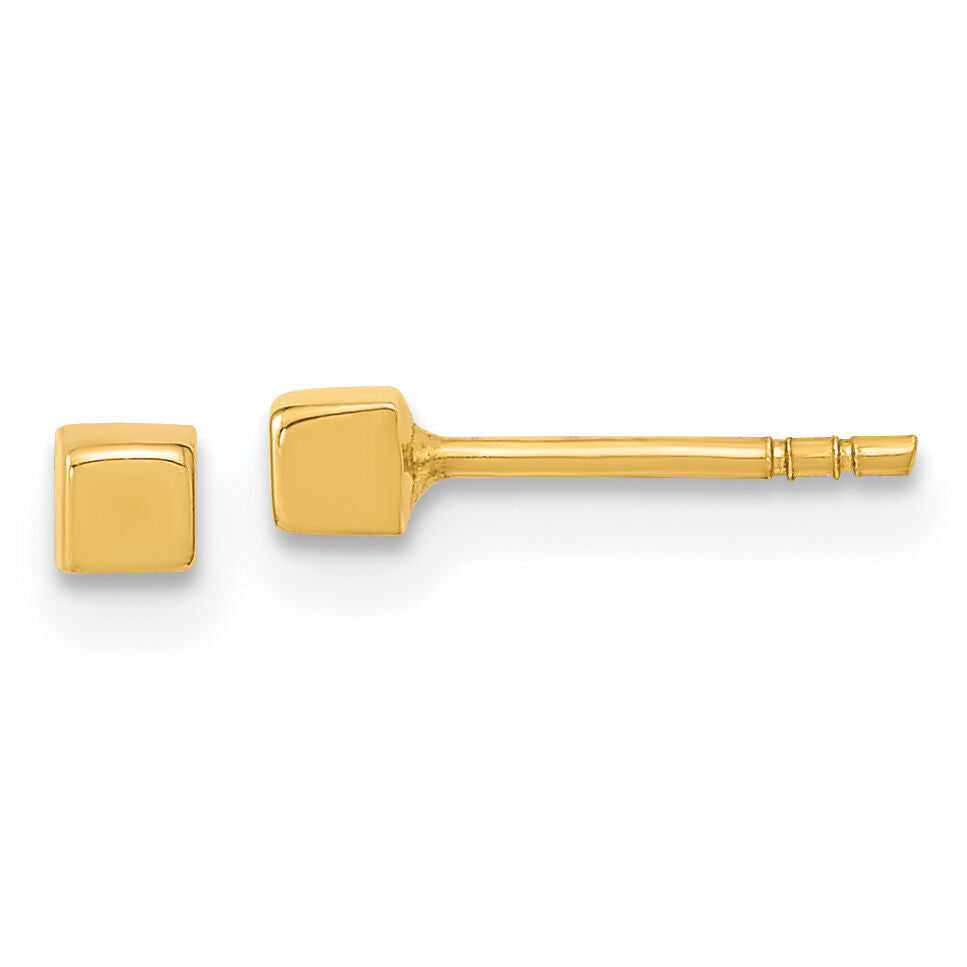 14K Polished Cube Post Earrings-YE1944