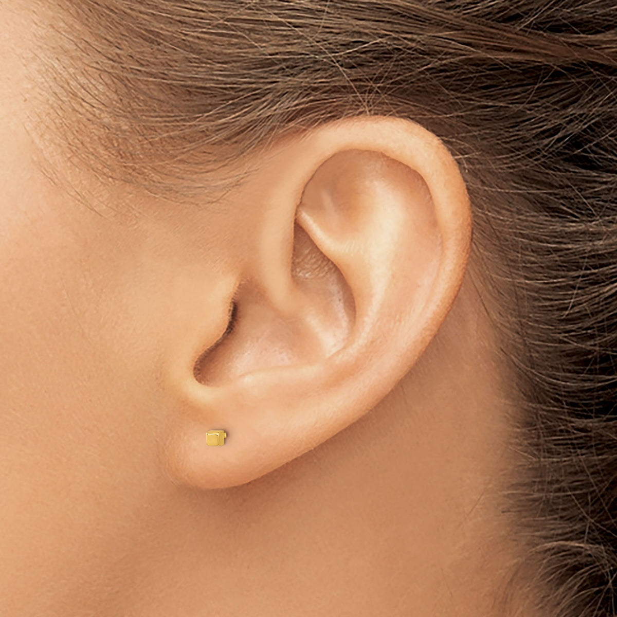 14K Polished Cube Post Earrings-YE1945