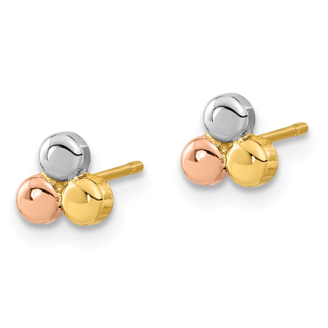 14K Tri-color Circle Post Earrings-YE1949