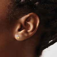 14K Tri-color Circle Post Earrings-YE1949