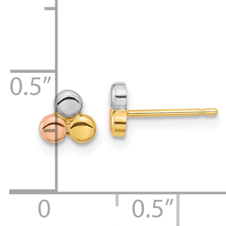 14K Tri-color Circle Post Earrings-YE1949
