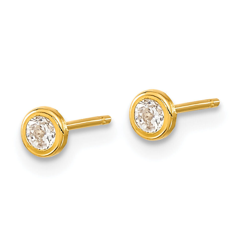 14K Polished Circle Bezel CZ Post Earrings-YE1954