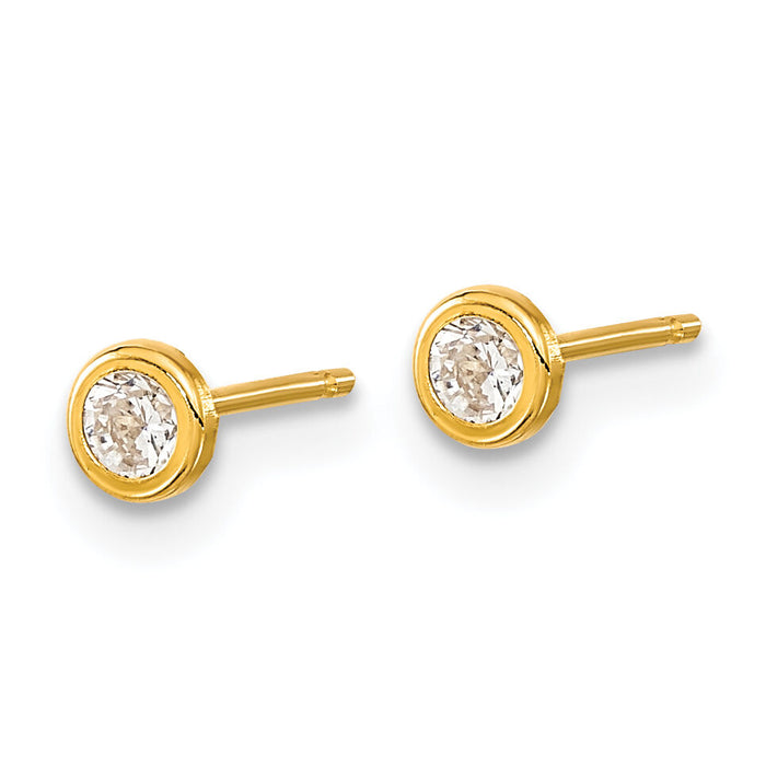 14K Polished Circle Bezel CZ Post Earrings-YE1954