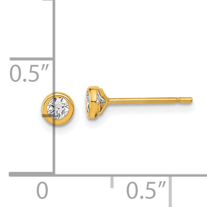 14K Polished Circle Bezel CZ Post Earrings-YE1954