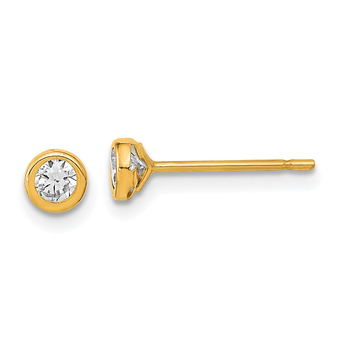14K Polished Circle Bezel CZ Post Earrings-YE1954