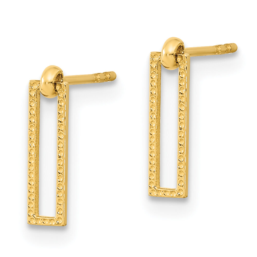 14K Polished Open Rectangle Dangle Post Earrings-YE1961