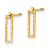 14K Polished Open Rectangle Dangle Post Earrings-YE1961