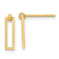 14K Polished Open Rectangle Dangle Post Earrings-YE1961