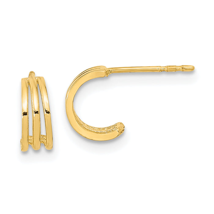 14K Polished Hoop Post Earrings-YE1970
