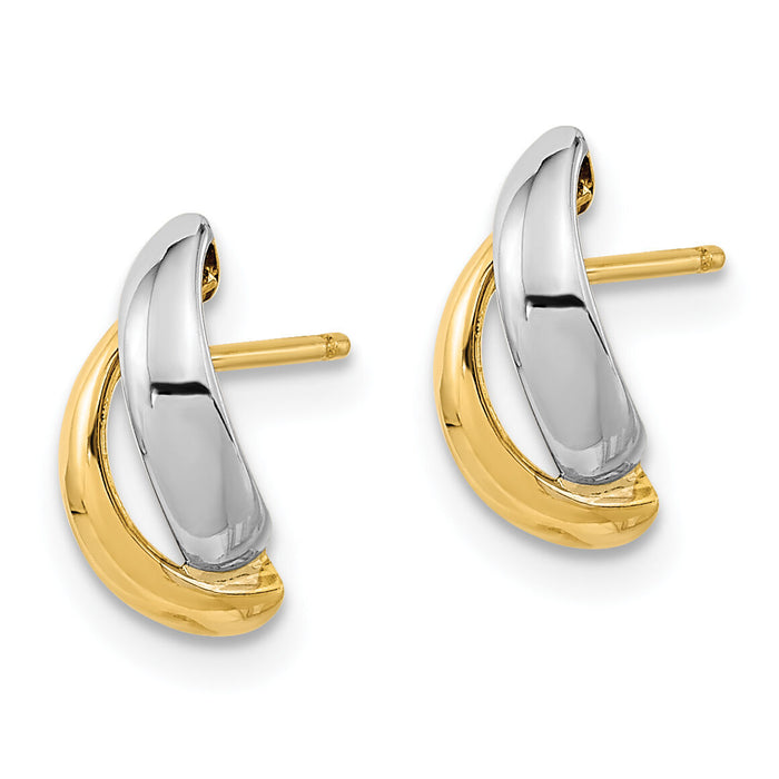 14K Gold White Rhodium Fancy Teardrop Post Earrings-YE1981