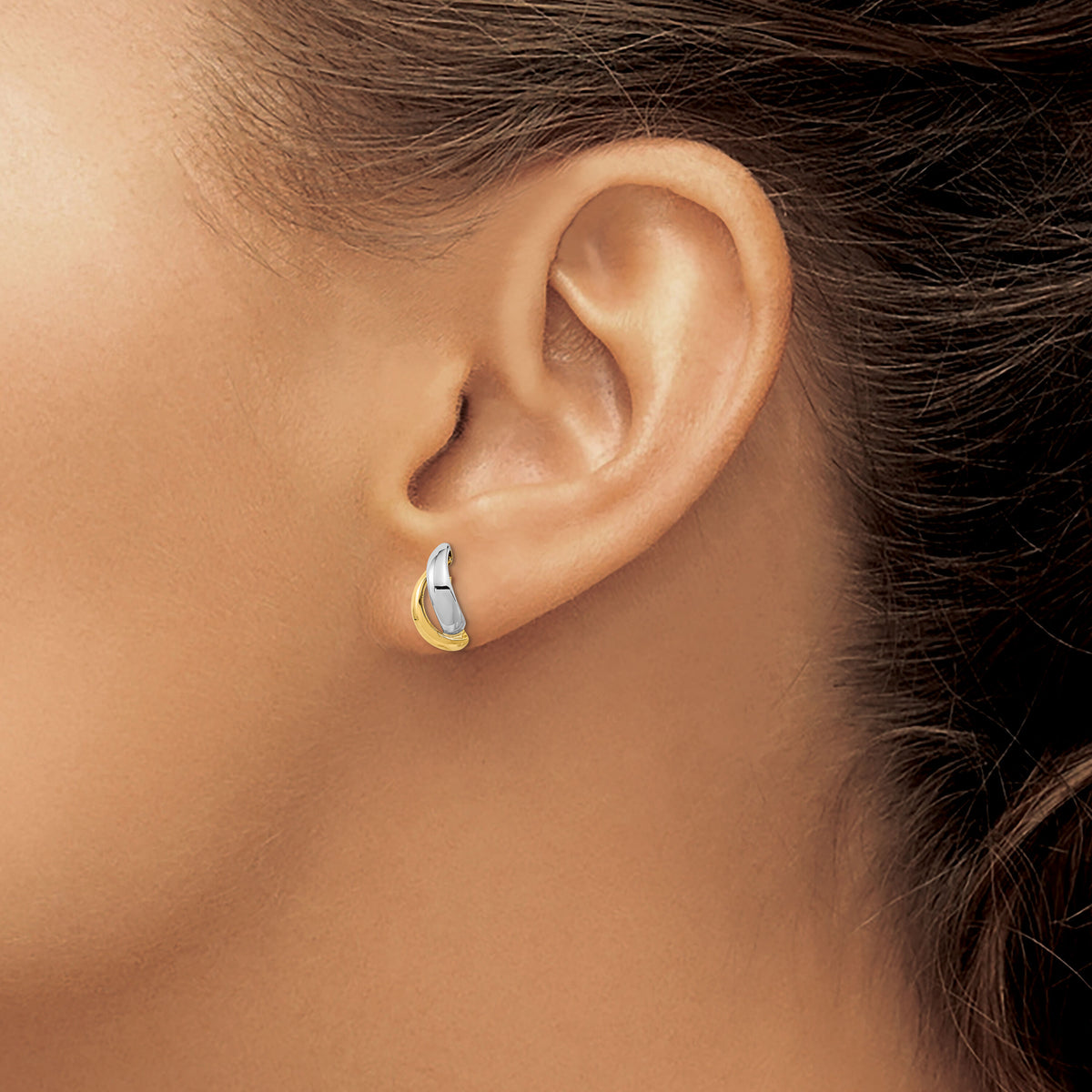 14K Gold White Rhodium Fancy Teardrop Post Earrings-YE1981