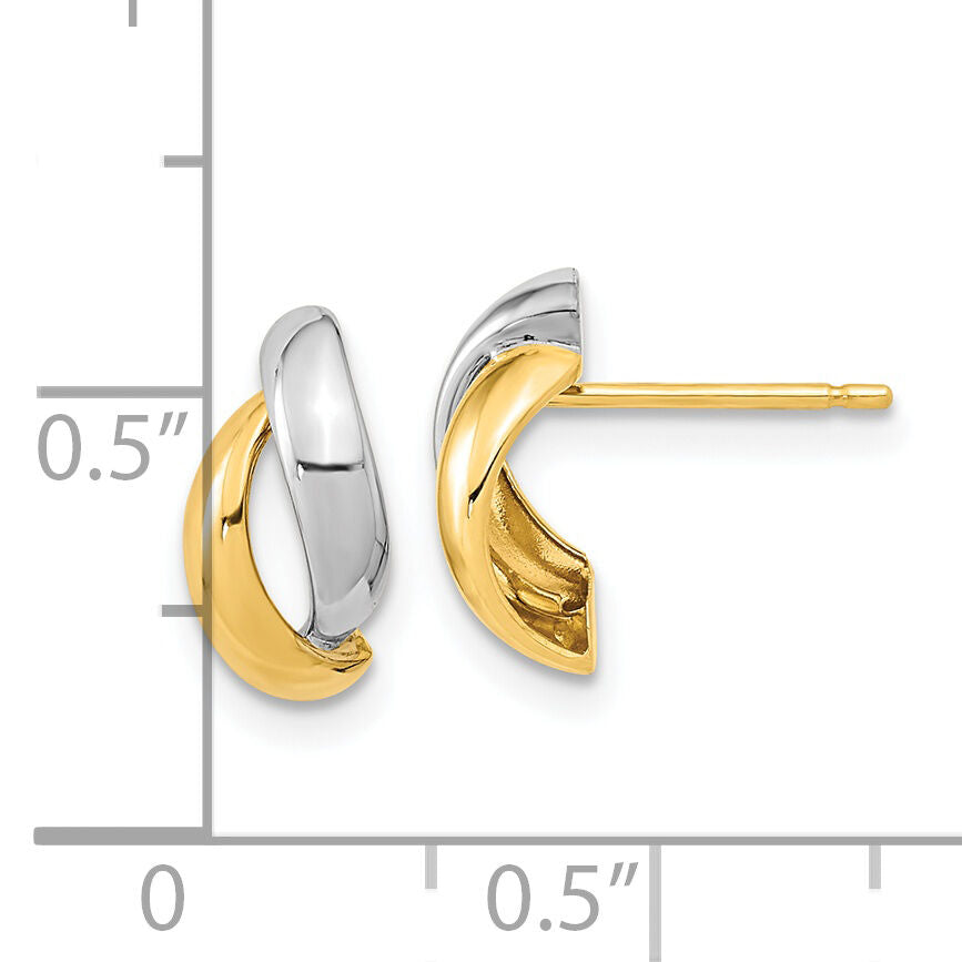 14K Gold White Rhodium Fancy Teardrop Post Earrings-YE1981