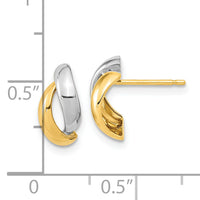 14K Gold White Rhodium Fancy Teardrop Post Earrings-YE1981